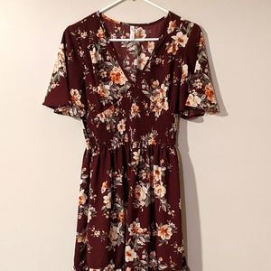 Xhilaration Burgundy Floral Dress